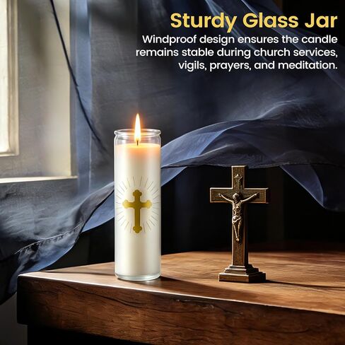 6 Pcs Natural Soy Wax Prayer Candles 7 Day Devotional Candle in Glass 100 Hours Long Burn Time Religious Catholic Christian Spiritual Decor for Memorials Vigil Church Home Altar Bless Novena in Saudi Arabia