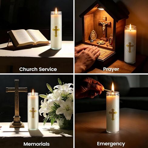 6 Pcs Natural Soy Wax Prayer Candles 7 Day Devotional Candle in Glass 100 Hours Long Burn Time Religious Catholic Christian Spiritual Decor for Memorials Vigil Church Home Altar Bless Novena in Saudi Arabia