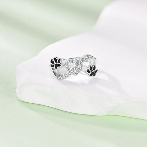 Paw Print Ring Infinity Heart Animal Cute Cat Dog Paw Pet Paw Jewelry Birthday Graduation Gifts for Women in Saudi Arabia