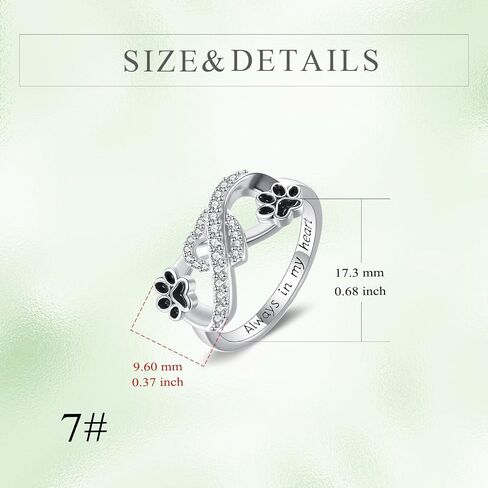 Paw Print Ring Infinity Heart Animal Cute Cat Dog Paw Pet Paw Jewelry Birthday Graduation Gifts for Women in Saudi Arabia
