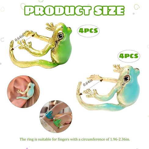 8Pcs Frog Rings for Women, Frog Gifts, Frog Jewelry with Unique Design Suitable for Decorative Matching and Collection in Saudi Arabia