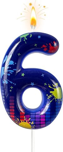 Trendy Graffiti-Style Birthday Candles，Number 5 Candle，Art Paint Party Decoration Supplies,Neon Party Decorations Supplies（5） in Saudi Arabia