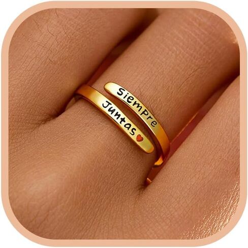 LOVECOM 925 Sterling Silver Inspirational Jewelry Rings for Women Adjustable Wrap Open Rings Heart Ring Personality Encouragement Gift to Daughter Birthday Christmas Gifts for Couple Men in Saudi Arabia