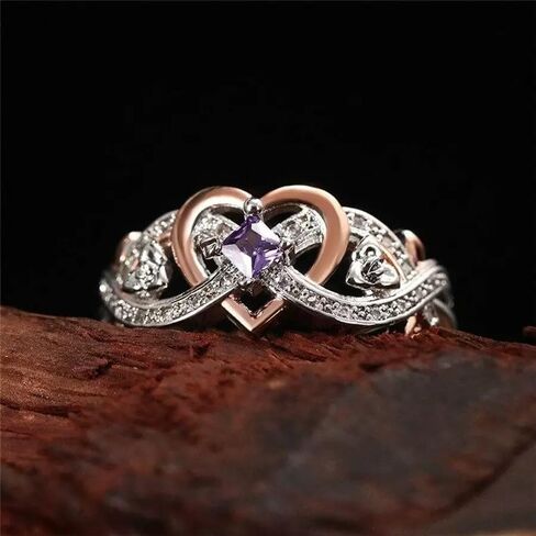 Infinite Love Design Ring with Purple Synthetic Amethyst, Alloy Fashion Band for Wedding & Daily Wear in Kuwait