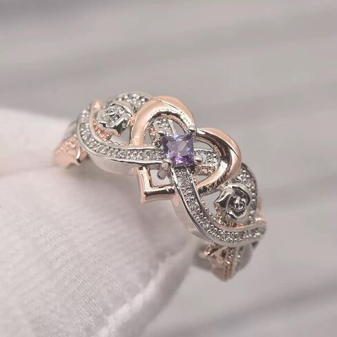 Infinite Love Design Ring with Purple Synthetic Amethyst, Alloy Fashion Band for Wedding & Daily Wear in Kuwait