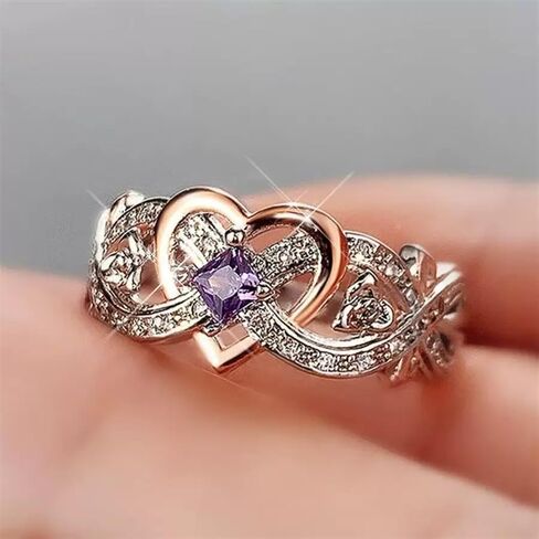 Infinite Love Design Ring with Purple Synthetic Amethyst, Alloy Fashion Band for Wedding & Daily Wear in Kuwait