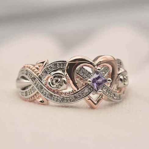 Infinite Love Design Ring with Purple Synthetic Amethyst, Alloy Fashion Band for Wedding & Daily Wear in Kuwait