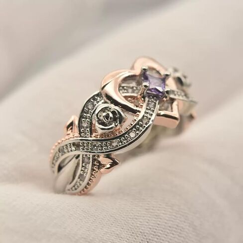 Infinite Love Design Ring with Purple Synthetic Amethyst, Alloy Fashion Band for Wedding & Daily Wear in Kuwait