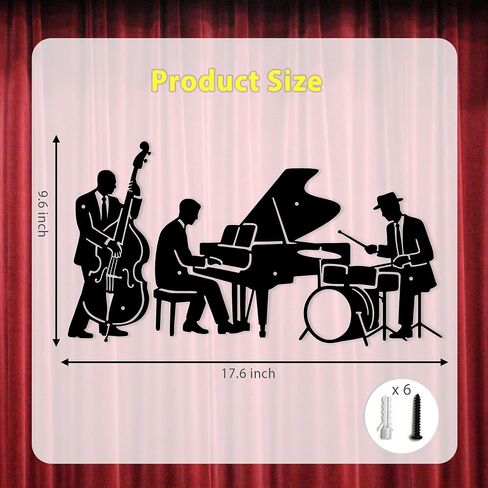 Chordwave Music Wall Art – Vintage Jazz Trio Metal Wall Sculpture, Speakeasy Decor for Living Room & Bedroom, Perfect Jazz Club & Music Room Wall Decor in Saudi Arabia