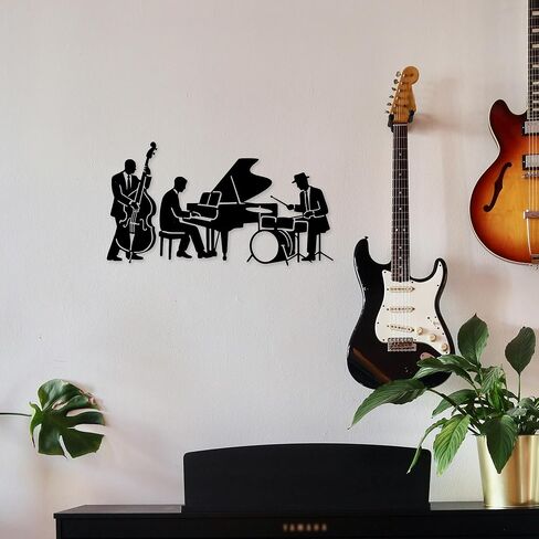 Chordwave Music Wall Art – Vintage Jazz Trio Metal Wall Sculpture, Speakeasy Decor for Living Room & Bedroom, Perfect Jazz Club & Music Room Wall Decor in Saudi Arabia