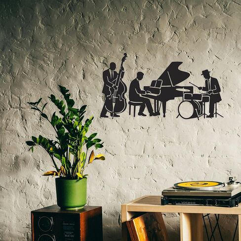 Chordwave Music Wall Art – Vintage Jazz Trio Metal Wall Sculpture, Speakeasy Decor for Living Room & Bedroom, Perfect Jazz Club & Music Room Wall Decor in Saudi Arabia