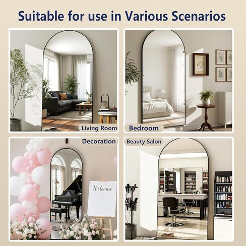 Arched Full Length Mirror 56"x15" Gold | Aluminum Frame Shatterproof Glass, Freestanding Leaning Wall Mounted Mirror for Bedroom Living Room Entryway, Modern in Kuwait