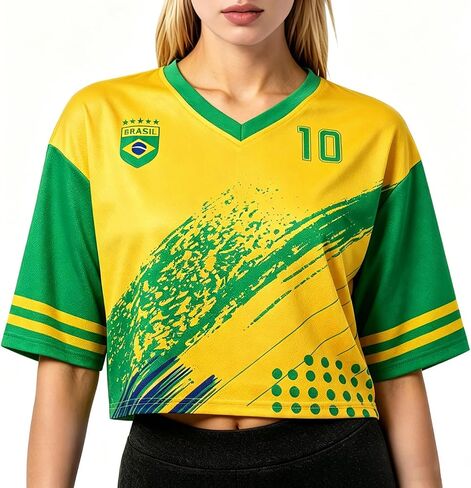 Soccer Cup 2026 Shirts Women Mexico Brazil Crop Tops Soccer Fan Jersey Puerto Rico Pride Short Sleeve Tops in Kuwait