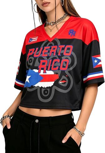 Soccer Cup 2026 Shirts Women Mexico Brazil Crop Tops Soccer Fan Jersey Puerto Rico Pride Short Sleeve Tops in Kuwait