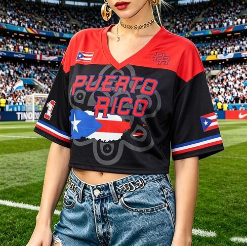 Soccer Cup 2026 Shirts Women Mexico Brazil Crop Tops Soccer Fan Jersey Puerto Rico Pride Short Sleeve Tops in Kuwait