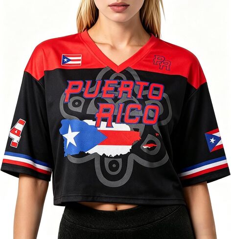 Soccer Cup 2026 Shirts Women Mexico Brazil Crop Tops Soccer Fan Jersey Puerto Rico Pride Short Sleeve Tops in Kuwait