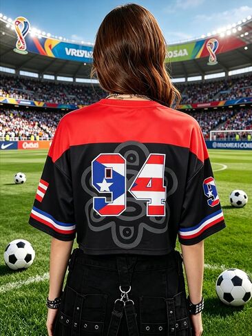 Soccer Cup 2026 Shirts Women Mexico Brazil Crop Tops Soccer Fan Jersey Puerto Rico Pride Short Sleeve Tops in Kuwait