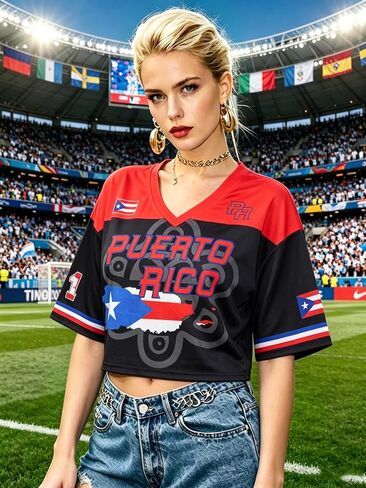 Soccer Cup 2026 Shirts Women Mexico Brazil Crop Tops Soccer Fan Jersey Puerto Rico Pride Short Sleeve Tops in Kuwait