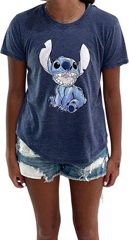 Disney Lilo & Stitch Juniors Graphic T-Shirt – Stitch Tee for Women, Short Sleeve, Sizes XXS-3XL in Kuwait