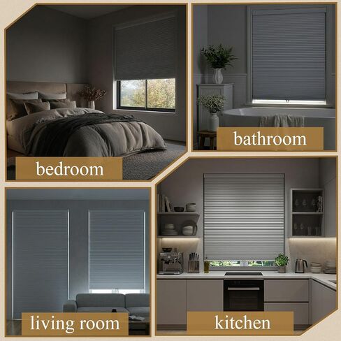 SERLMWNT No Drill Cordless Cellular Shades, Blackout Honeycomb Blinds, Thermal Insulated & Noise Reducing Window Coverings for Bedroom, Kitchen, Living Room.Blackout-White,46" W×48" H in Kuwait