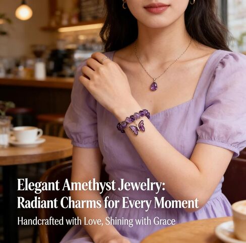 Artlunar Butterfly Bracelets Healing Bracelet Charm Jewelry Gift with Beaded Bracelets Purple Bracelet for Women (Purple) in Saudi Arabia