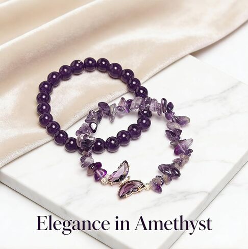 Artlunar Butterfly Bracelets Healing Bracelet Charm Jewelry Gift with Beaded Bracelets Purple Bracelet for Women (Purple) in Saudi Arabia