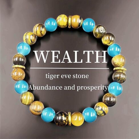 Beaded Stretch Bracelets for Women Wealth Tiger Eye Stone Bracelet Handmade Natural Crystal Beads Jewelry for Career Success in Kuwait
