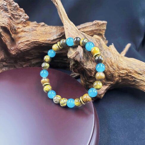 Beaded Stretch Bracelets for Women Wealth Tiger Eye Stone Bracelet Handmade Natural Crystal Beads Jewelry for Career Success in Kuwait