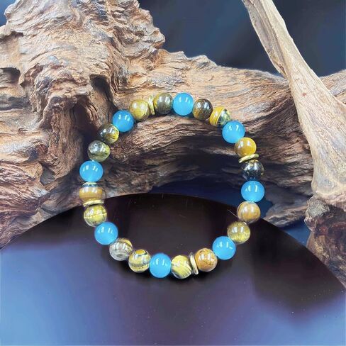 Beaded Stretch Bracelets for Women Wealth Tiger Eye Stone Bracelet Handmade Natural Crystal Beads Jewelry for Career Success in Kuwait