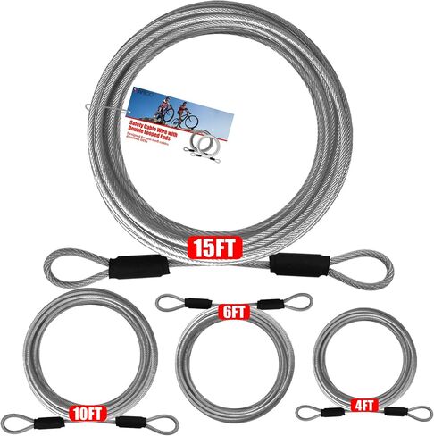 4FT/6FT/10FT/15FT Cable Locks with Combination 1/8 inch Security Cable with Loops for Fence Luggage Gym Locker Cabinet in Kuwait