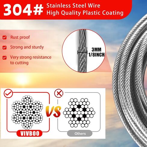 4FT/6FT/10FT/15FT Cable Locks with Combination 1/8 inch Security Cable with Loops for Fence Luggage Gym Locker Cabinet in Kuwait