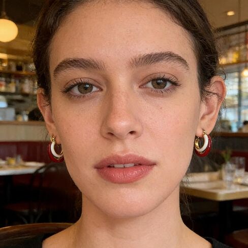 Red & White Retro Double Hoop Earrings for Women - Burgundy Wine Red Earrings, Maroon Jewelry for Party, Daily Commute & Vacation in Saudi Arabia