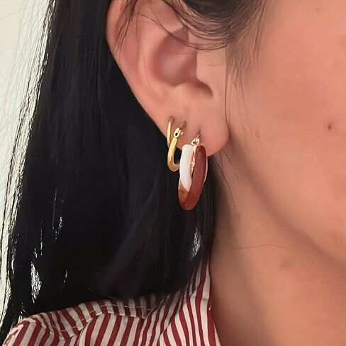 Red & White Retro Double Hoop Earrings for Women - Burgundy Wine Red Earrings, Maroon Jewelry for Party, Daily Commute & Vacation in Saudi Arabia