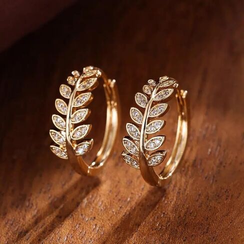 White Gold & Gold Plated White Cubic Zirconia Hoop Earrings for Women Daily Bridal Parties Lightweight Earring Jewelry Gift for Her in Kuwait