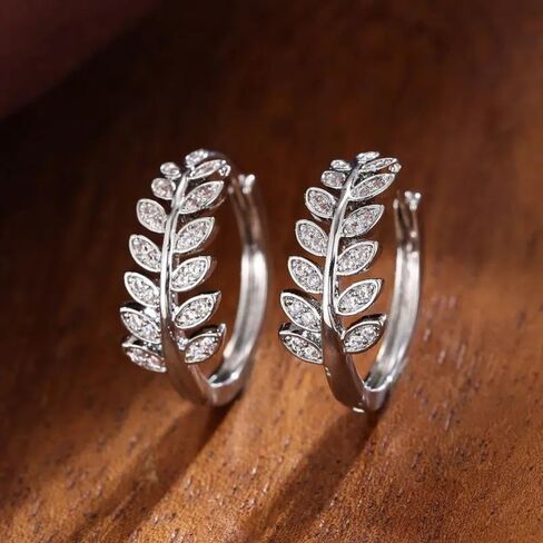 White Gold & Gold Plated White Cubic Zirconia Hoop Earrings for Women Daily Bridal Parties Lightweight Earring Jewelry Gift for Her in Kuwait
