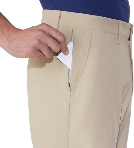 KIRKLAND Signature Men's Moisture Wicking Stretch Performance Short with Comfort Waistband (US, Numeric, 38, Regular, Regular, Tan) in Kuwait