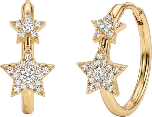 VALLOEY ROVER Star Turquoise Earrings for Women: Cute Dainty 14K Gold Plated Hypoallergenic Small Hoop Huggies with Cubic Zirconia for Women Trendy Jewelry Gift in Saudi Arabia