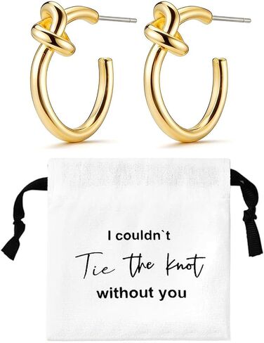 Bridesmaid Earrings with Gift Bag Bridesmaid Proposal Gifts Gold Knot Hoop Earrings "I Couldn't Tie the Knot Without You" 1/4/6 Packs Bridal Party Jewelry Accessories in Saudi Arabia