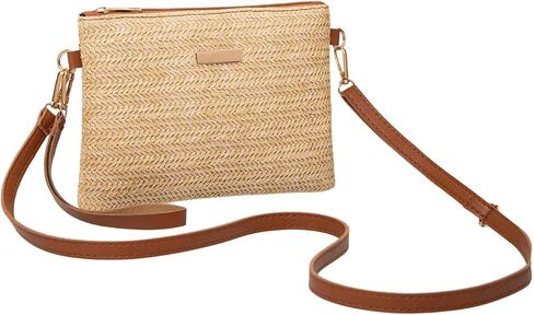 SHENHE Women's Straw Crossbody Bag Woven Envelope Clutch Faux Leather Strap Summer Vacation Bag in Kuwait