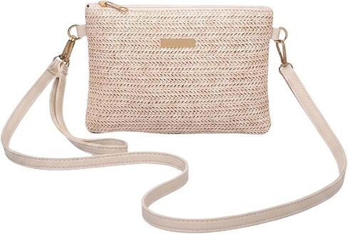 SHENHE Women's Straw Crossbody Bag Woven Envelope Clutch Faux Leather Strap Summer Vacation Bag in Kuwait
