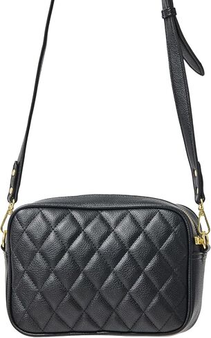 Mary Square Essential Crossbody Bag Quilted Vegan Leather Small Camera Style Shoulder Bag Adjustable Strap and Gold Hardware in Saudi Arabia
