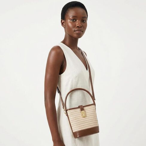Natural Straw Crossbody Bag for Women, Small Top Handle Purse with Twist Lock, Woven Summer Handbag for Beach Vacation in Saudi Arabia