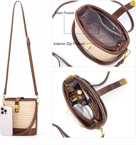 Natural Straw Crossbody Bag for Women, Small Top Handle Purse with Twist Lock, Woven Summer Handbag for Beach Vacation in Saudi Arabia