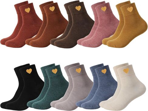 Womens Elastic Crew Socks Cute Cozy Lightweight Ankle Socks Gifts for Women 8/10 Pairs in Kuwait