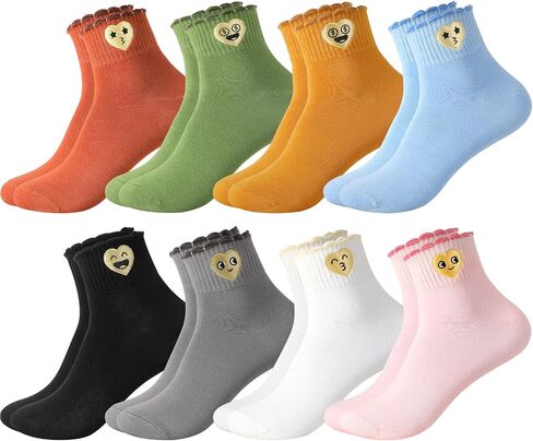 Womens Elastic Crew Socks Cute Cozy Lightweight Ankle Socks Gifts for Women 8/10 Pairs in Kuwait