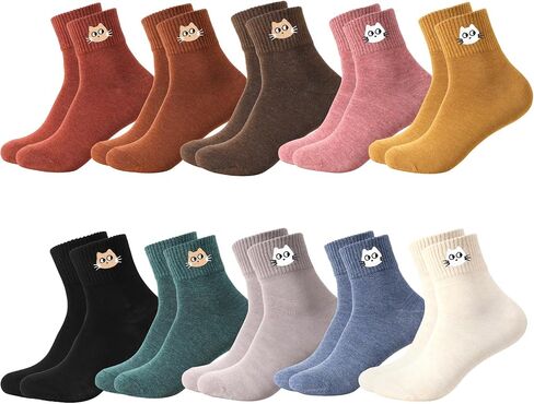 Womens Elastic Crew Socks Cute Cozy Lightweight Ankle Socks Gifts for Women 8/10 Pairs in Kuwait
