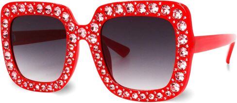 Sparkly Rhinestone Retro Sunglasses for Men Women Big Square Concert Disco Glasses in Saudi Arabia