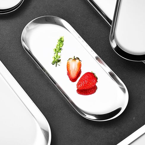 Silve Tray Decorative, Stainless Steel Perfume Trays,12" L x 4.8" W, Oval | Bathroom Cabinet,Dressing Table,bedside table,Candle,Washing Liquid Bottle,Jewelry and Key Accessories Kitchen countertop in Kuwait