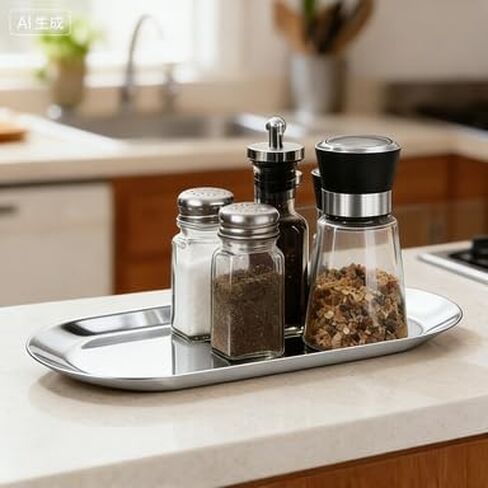 Silve Tray Decorative, Stainless Steel Perfume Trays,12" L x 4.8" W, Oval | Bathroom Cabinet,Dressing Table,bedside table,Candle,Washing Liquid Bottle,Jewelry and Key Accessories Kitchen countertop in Kuwait