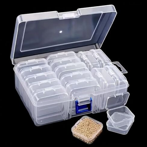 Small Beads Organizers and Storage Plastic Cases Mini Clear Diamond Storage Containers Boxes with Hinged Lid and Rectangle for Bracelet Making DIY Craft Nail-30 grids in Kuwait